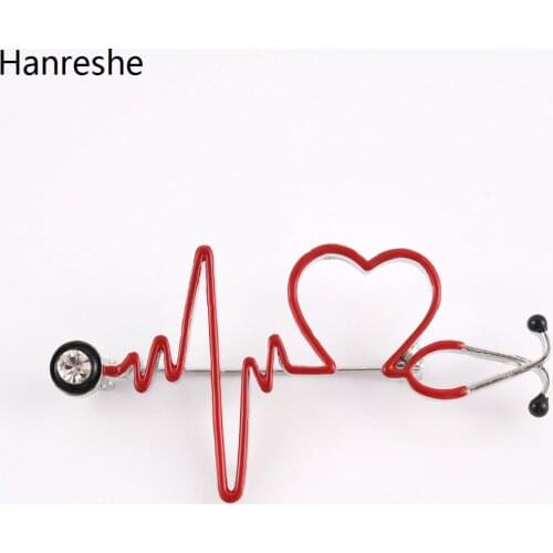 New Color Hot Medical Medicine Brooch Pin Electrocardiogram Stethoscope Heart Enamel Pins Nurse Doctor Backpack Lapel Jewelry