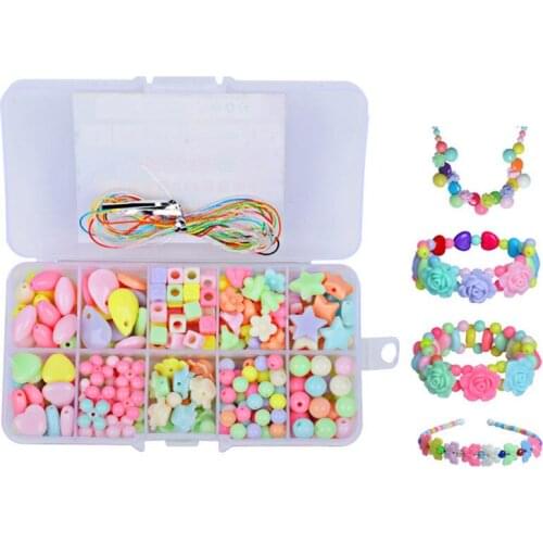 Baby Beaded Toys Multi Purpose Souptoys DIY Handmade Beads 10 Grids Birthday Gift ABS Plastic Necklace Building Kit 1Box