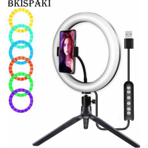 10'' RGB Ring Light With Phone Tripod Stand Kit Camera Photography Video Recording Selfie LED light for Tiktok Youtube Live