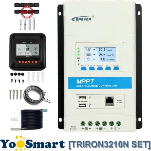 EPever TRIRON MPPT 30A Solar Controller 12/24VDC Auto Common Negative LCD Dual USB And MT50 TS-R WIFI Optional With Free MX-BN2