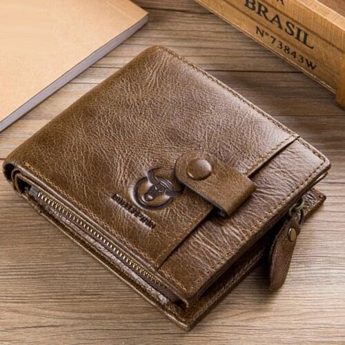 BULLCAPTAIN New Arrival Mens Wallet Cowhide Coin Purse Designer Brand Wallet clutch leather wallet man wallets and purses