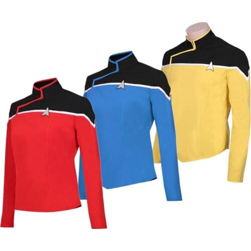 Star Cosplay Srek Uniform Costume TNG officer Uniform Red Blue Yellow Jacket For Men Women Coat Halloween Party Prop