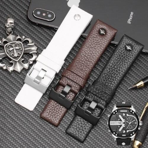 Leather Strap for d-iesel DZ7257 1657 4323 7314 7313 7371 DZ4343 DZ7406 straps22 24 26 27 28 30mm black brown white Mens watch