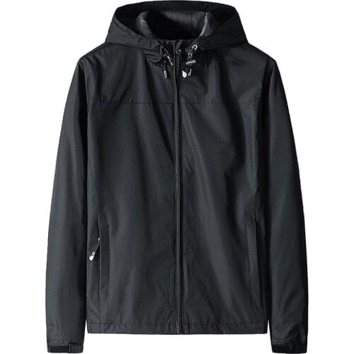 Mens Jacket Autumn Sports Hooded Coat Windproof Waterproof Large Size Thin Males Outdoor Tops 2021 New