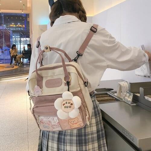 Panelled Dual-use Small Backpack Women Cute Mini School Bags for Teenage Girls Summer Waterproof Travel Backpacks New Ruckpacks
