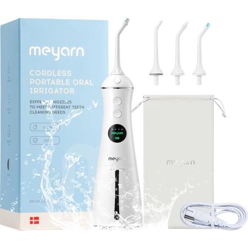 MEYARN Oral Irrigator 300ML Water Tank USB Rechargeable Water Flosser Portable Dental Water Jet Waterproof Teeth Cleaner