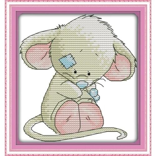 A big-eared mouse cross stitch kit cartoon 14ct 11ct count print canvas stitches embroidery DIY handmade needlework plus