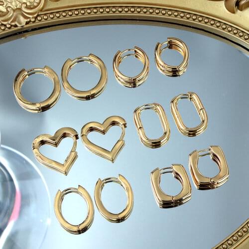 New Simple Heart Geometric Small Hoop Earrings Trendy Gold Color Round Circle Earrings for Women Girls Statement Jewelry Gift