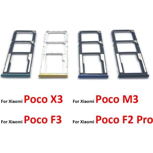 SIM Tray Holder For Xiaomi Poco X3 NFC Sim Card Tray Slot Holder Adapter Socket Repair Parts