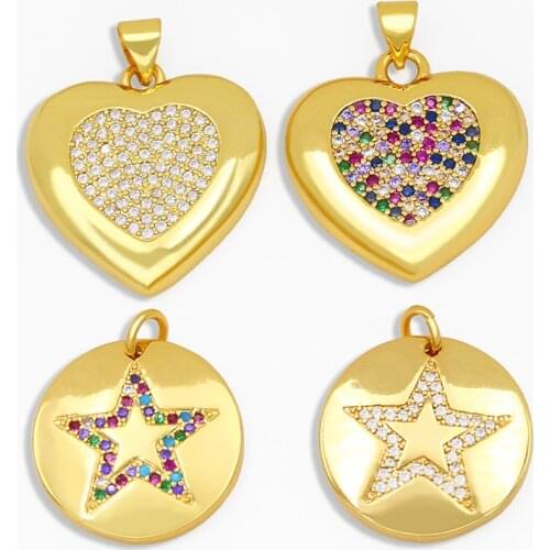 OCESRIO DIY White Stone Heart Star Pendant Small Rainbow Heart Pendant Supply For Handmade Jewelry Making Accessories pdta108