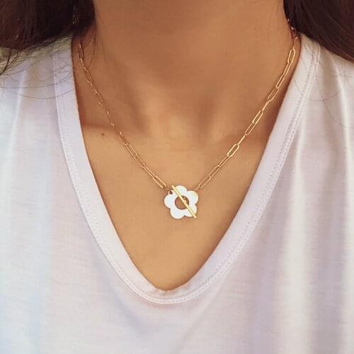 Chunky Flower Thick Necklace for Women Ladies Vintage Gold Color Hip Hop Chains Classic OT Buckle Necklace Party Jewelry Gift