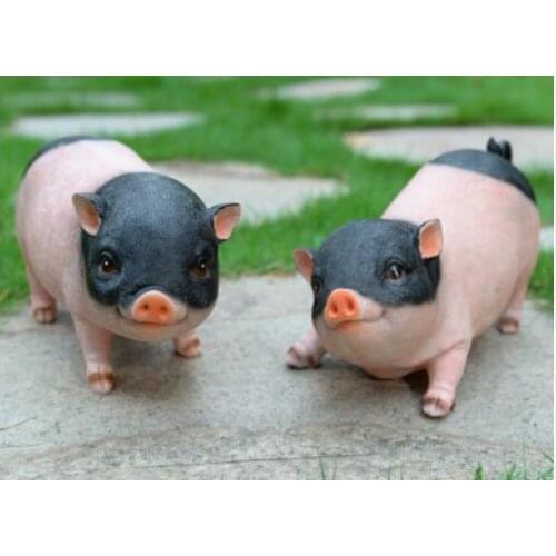 Resin crafts piglets decorate pig lovely animal garden gift TV cabinet doll High-end luxury Animal Sculpture statue carving Home