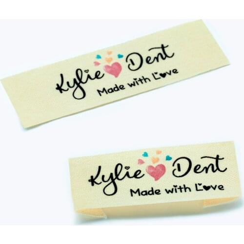 Custom Sewing Labels, Care label, Organic Cotton Ribbon Labels, Personalized Brand , Logo or Text(FR069)