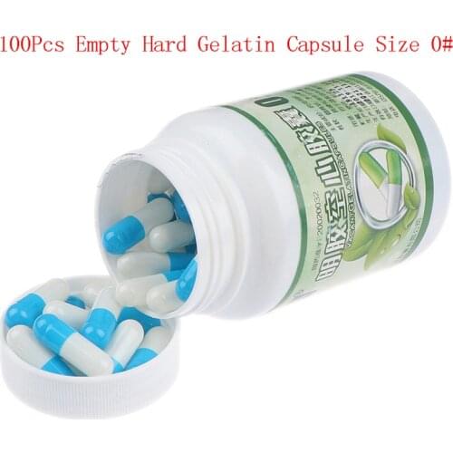 100Pcs/Bottle Empty Hard Gelatin Capsule Size 0# Gel Medicine Pill Vitamins Personal Health Care Pill Cases Splitters