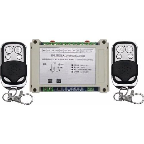 DC12V 24V 36V 48V 4CH 30A RF Wireless Remote Control Relay Switch Security System/ motor /garage door /lamp / 2pcs remote