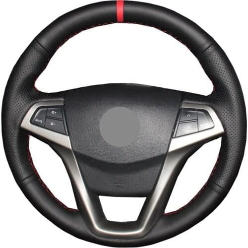 Hand Sewing Car Steering Wheel Cover Wrap Red Marker For Changan Eado CS35 Non-slip Braid on the Steering wheel Car Accessories