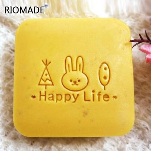 Happy Life Rabbit Soap Making Stamp Transparent Animal Series Psoap Seal With Handle Acrylic Custom