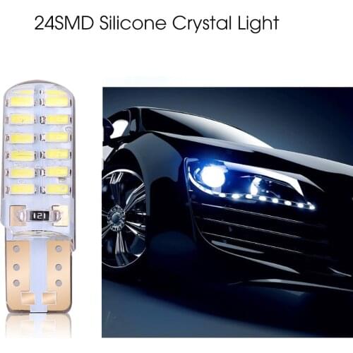 10pcs Silicone 24SMD T10 LED Car Interior Light 5000K Wedge Side License Plate 5W5 Car Width Lamp