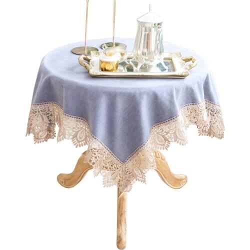 Square/round solid color thick chenille tablecloth lace table cloth towel coffee tea cover bedside cabinet cover dust proof