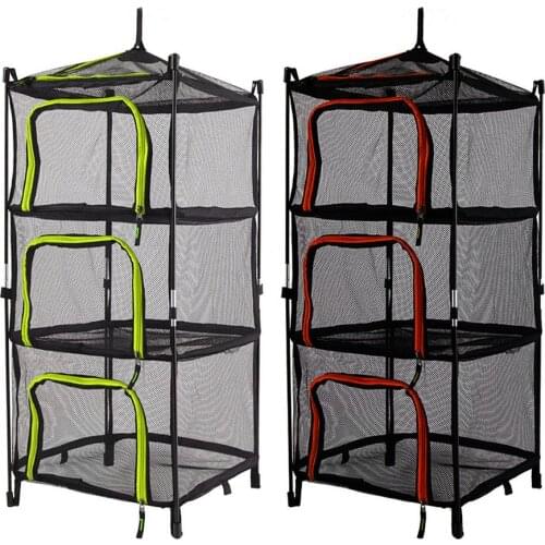 Outdoor Camping Folding Drying Net Four-layer Storage Basket Storage Basket