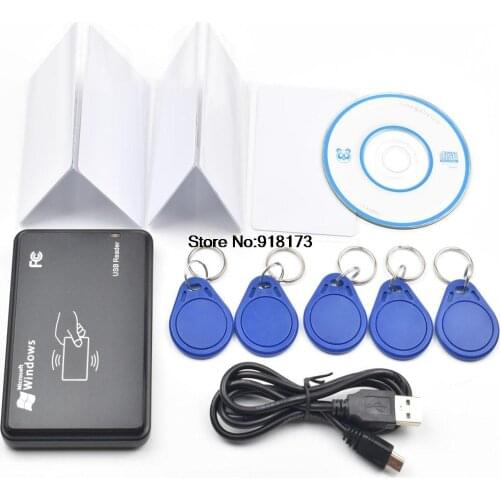 125KHz USB Proximity Access Control Smart RFID ID Card Reader and Writer Copier+5pcs EM4350 Tag+5pcs EM4305 Card+ CD