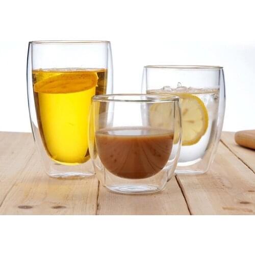 Double Wall Glass Mugs Coffee Milk Beer Cup Vaso Transparent Teacup Xicaras Caneca Heat-resistant Drinkware Borosilica 4 Size