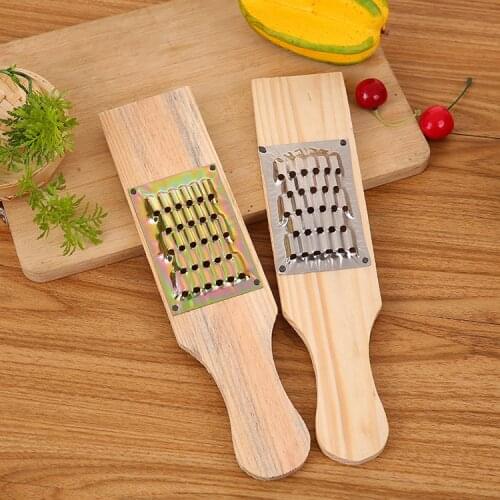 1PC Carrots Grater Wooden and Stainless Steel Potatoes Grater Onion Slicer Fruit Vegetable Tools Kitchen Gadgets OK 0763