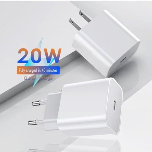 Type-c Interface US EU PD20W Charger for IPhone12 Mobile Phone Fast Charging Charging Head PD18W Mobile Phone Charger