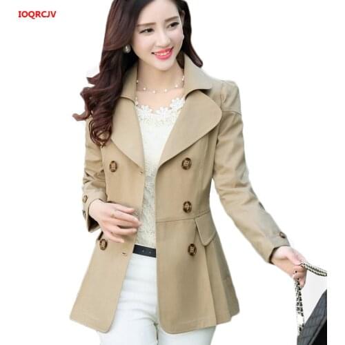 Spring Trench Coat For Women Fashion Short Double Breasted Coats Female Plus Size Long Sleeve Windbreaker Outwear Feminino W1139