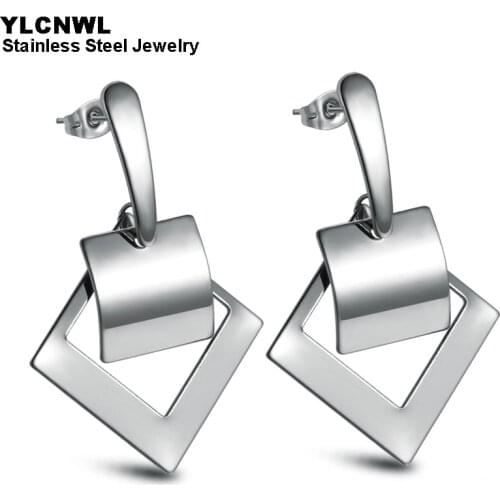 Guarantee Stainless Steel Geometric Earrings For Women Dangle Drop Fashion Jewelry 2020 Birthday Gift