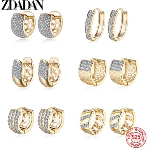 ZDADAN 925 Sterling Silver Hoop Earrings For Women Fashion Jewelry Gifts