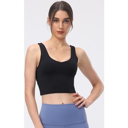 Womens Back Crossover Fitness Sports Bra V-neck Padded Medium Support Yoga Bras Anti-sweat Gym Running Workout Tank Tops