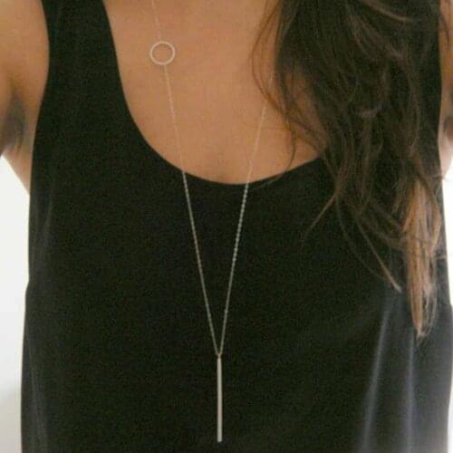 2018 New Arrival Simple loops stick long necklace Sliver / Gold Chain Necklace lariat Charm For women gift