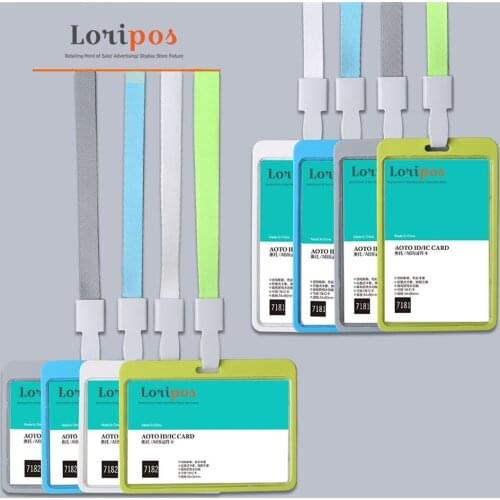 1pcs Plastic Abs Company Staff Identification Card Holder Name Tag Clip Badge with Lanyards