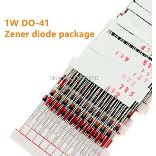 1W DO-41 Zener diode 3V0 3V3 3V6 3V9 4V3 4V7 5V1 5V6 6V2 6V8 7V5 8V2 9V1 10V 12V 13V 15V 16V 18V 20V 22V 24V 27V 30V 33V 1N4742A