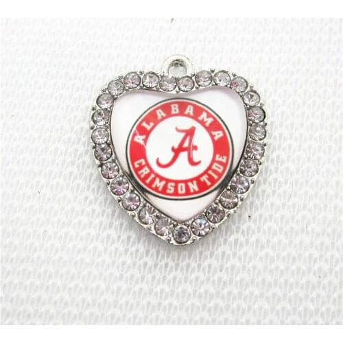 10pcs Heart University of A-labama Dangle Charms DIY Jewelry Bracelets Necklace Pendants Hanging Charms
