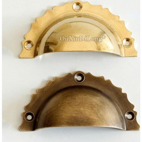 Retro 10PCS Pure Brass Shell Cabinet Pulls European Antique Furniture Handles Cupboard Wardrobe Kitchen Cabinet Pull Handles