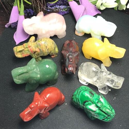 2 inches !Different natural crystal carving elephants, beautiful crafts home decoration decoration
