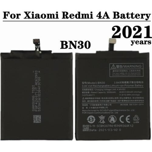 2021 Years Hongmi 4A Battery For Xiaomi Redmi 4A Redrice 4A Phone Battery BN30 3120mAh Smartphone Replacement Batteries