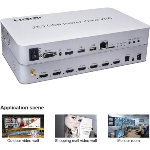2x3 HDMI Video Wall Controller and USB player Video Wall Processor Support multiple splicing modes Cascade 4K input 1080P Out