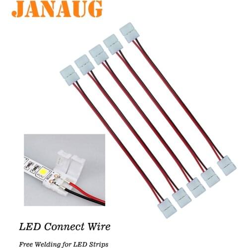 Free Welding LED Connector Wire 2pin 10mm / 2pin 8mm Single Connector, Double Connectors for 5050, 2835, 5630, 3528 LED Strips
