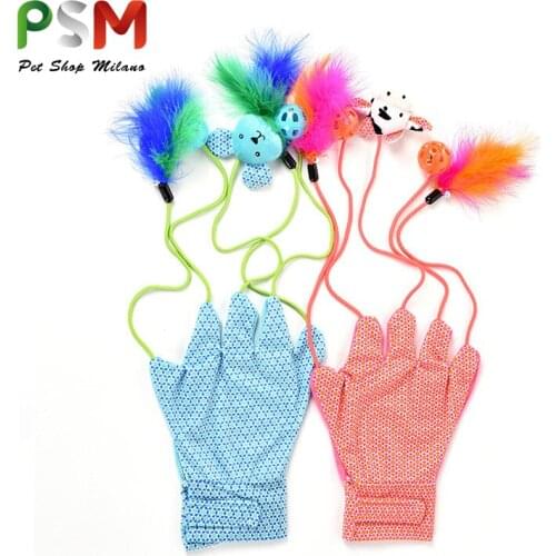 PSM Cat Toys Interactive Gloves Breathable Comfortable Cotton Bells Teaser Catnip Toy Cats Products for Pets Kitten Accessories