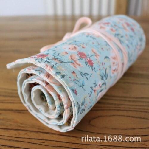 Pencil Case School Canvas Roll Pouch Makeup Flower Brush Pen Storage pecncil box pencil case for school girls 36/48/72 Holes