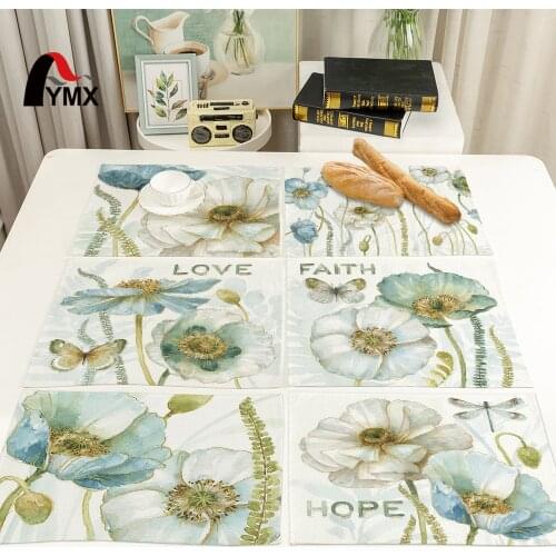 FYMX Green Leaf Decorative Placemat Flamingo Printed Pattern Napkin For Kitchen Waterproof And Oil Proof