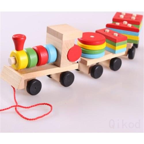 Montessori Educational Wooden toy 3D Train Wooden Sensory Mathematics Jigsaw Brain Training Early Intellectual Learning Toy