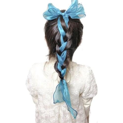 Kids Girls Princess Hair Clips Sweet Shiny Long Ribbon Streamer Bow Hairpin Ponytail Braid Holder Hairgrips Barrette