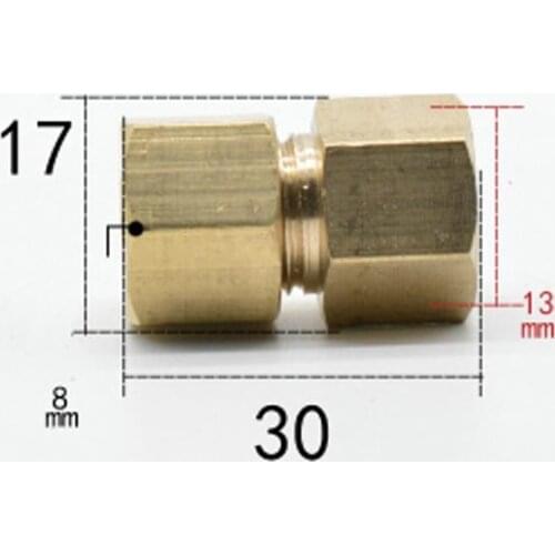 Fit Tube OD 8mm x 1/4" BSP Female Brass Compression Fitting Union Connector Water Gas Fuel