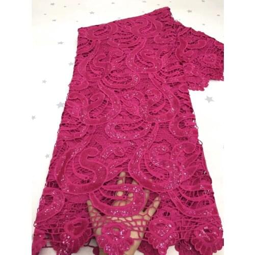 Fuchsia French Guipure Lace Fabric 2021 High Quality Nigeria Cord Lace Fabric Sewing African Lace Fabric For Wedding Dress