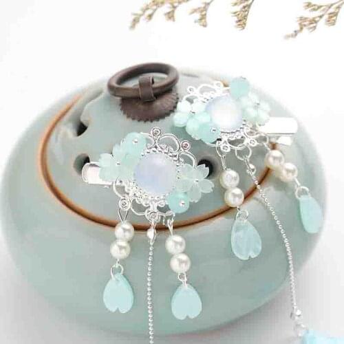 New Ancient Style Tassel Hanfu Headwear Wedding Bridal Hair Accessories Flower Mermaid Tassel Hair Clip BN