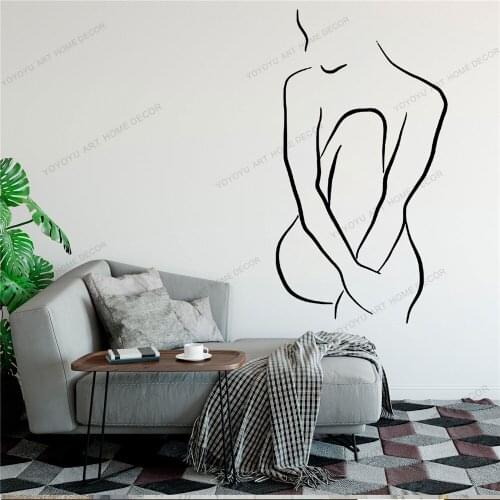 Naked Line Draw Art Wall Sticker For Home Decor Living Room Fashion Wall Decals Valentines Removable Murals Wallpoof CX1511